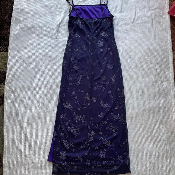 CANDY ROCKET PURPLE FLORAL MESH MAXI SLIP DRESS - Picture 6 of 6